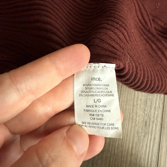 Vince Chocolate Brown Ribbed Knit Button-Up Cardigan Sz Large - Picture 4 of 8